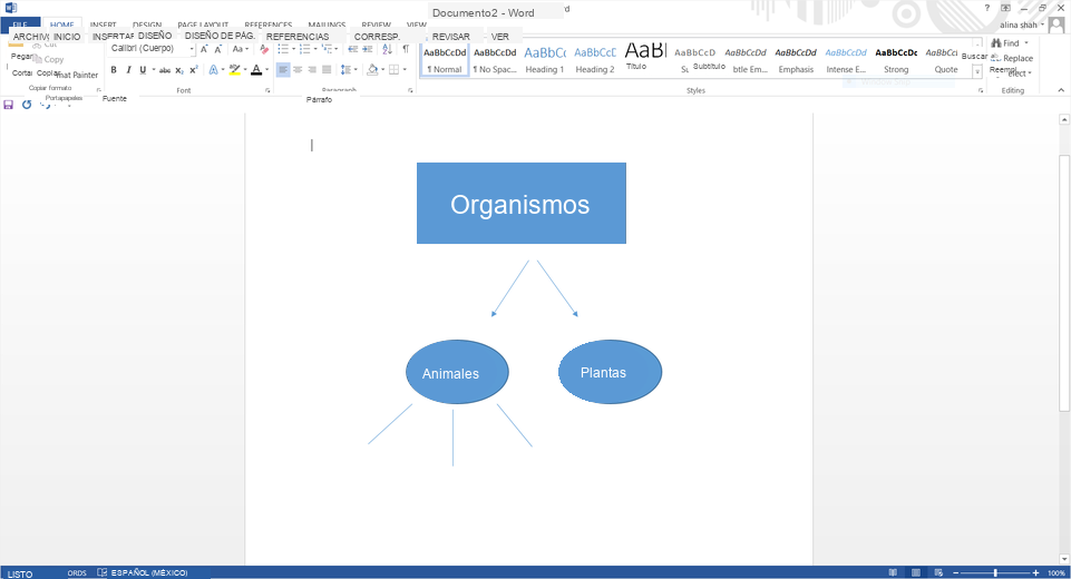 Mapa conceptual en Word paso 1