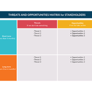 Matrice di minacce e opportunità per gli stakeholder